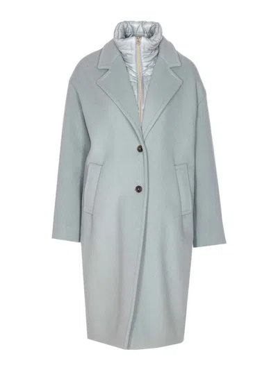 HERNO LIGHT BLUE SINGLE BREASTED COAT ZIP