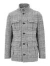 Herno Prince Of Wales Wool-blend Field Jacket In Gray