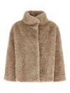 Herno Shearling-effect Polyester Coat In Beis