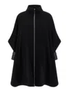 Herno Black Sable-finish Wool Cape-like Coat In Black