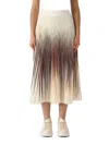 Herno Pleated A-line Midi Skirt With Ombre Abstract Print In Multi