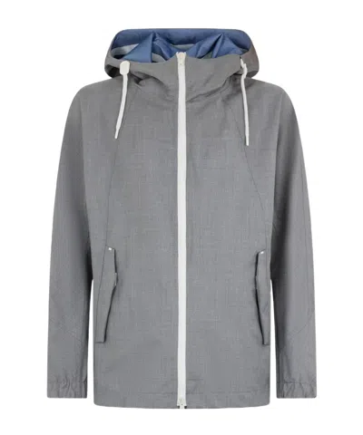 Herno Adjustable Hood Zip Hooded Jacket In Gray
