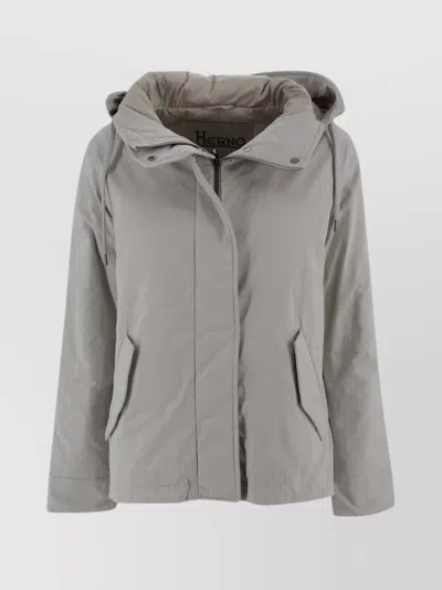 Herno Adjustable Hooded Parka Drawstring In Gray
