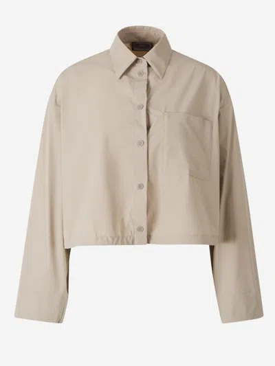 Herno Cropped Button-up Shirt In Beige