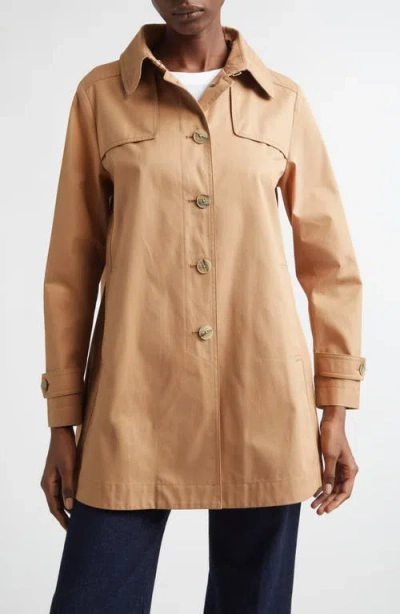 Herno A-line Cotton Trench Coat In Brown