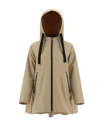 Herno A-line Hooded Zipped Jacket In Brown