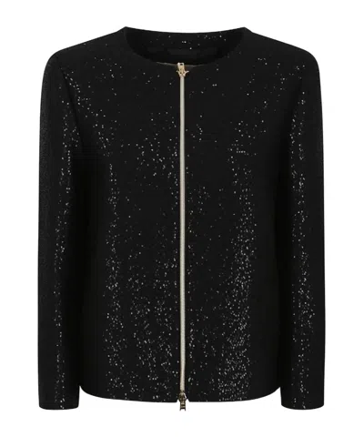 Herno Allover Sequin Embellished Short Jacket In Black
