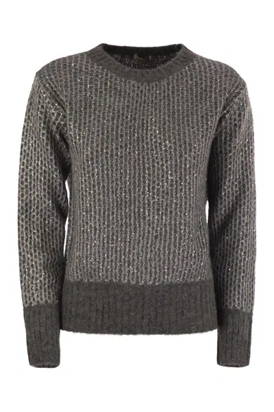 Herno Alpaca And Wool Crewneck Sweater In Gray