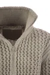 Herno Cardigan In Alpaca And Wool Yarn In Beige