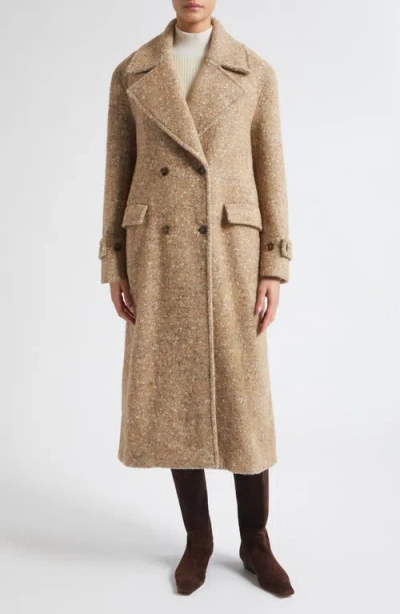 Herno Alpaca Blend Herringbone Trench Coat In Neutral