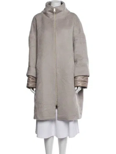 Pre-owned Herno Alpaca Down Coat In Grey