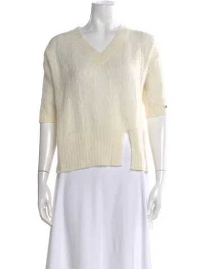 Pre-owned Herno Alpaca V-neck Sweater W/ Tags In Neutral