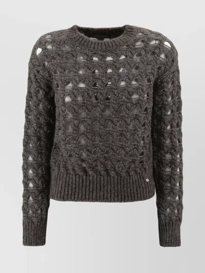 Herno Alpaca Wool Crewneck Knit Sweater In Gray