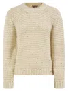 Herno Sequin-embroidered Alpaca-blend Corn-stitch Sweater In Pink