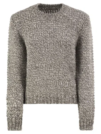 Herno Alpaca-blend Jumper With Sequins In Gray