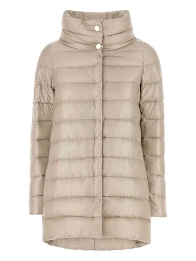 Herno Ameli Midi Down Jacket In Neutral