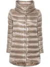 Herno Light Brown Amelia Midi Down Jacket In Metallic