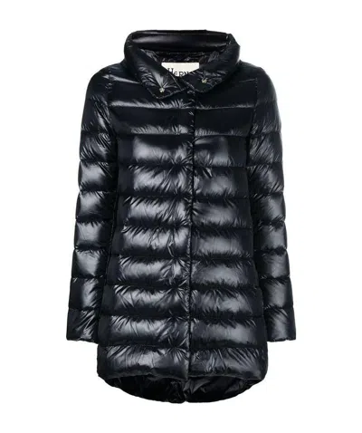 Herno Amelia Water-resistant Ultralight Nylon A-line Puffer Jacket In Black
