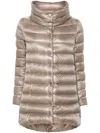 Herno Amelia Quilted Stand-up Collar Down Jacket In Brown