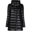 Herno Navy Long Puffer Jacket With High Collar In Black
