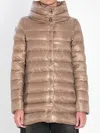 Herno Womans Amelia Taupe Colored Nylon Down Jacket In Brown