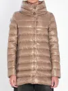 Herno Womans Amelia Taupe Colored Nylon Down Jacket In Brown