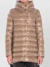 Herno Amelia Water-resistant Ultralight Nylon A-line Puffer Jacket In Brown
