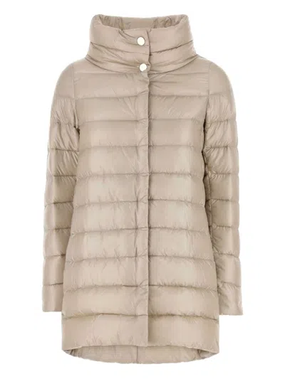 Herno Amelia Midi Down Jacket In Brown