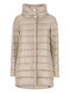 Herno Streamlined Puffer Jacket With High Collar And Quilted Texture In Neutral