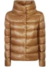 Herno Funnel-neck Padded Jacket In Brown