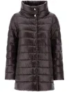 Herno Amelia Quilted High Collar Down Jacket In Brown