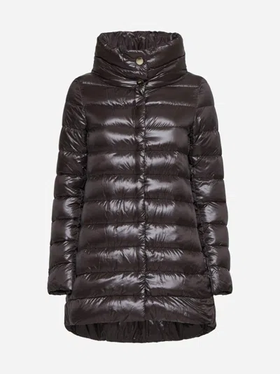 Herno Amelia Quilted Nylon Down Jacket In Brown