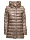 Herno Womans Amelia Taupe Colored Nylon Down Jacket In Brown