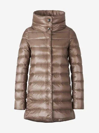 Herno Amelia Trapeze Quilted Jacket In Brown