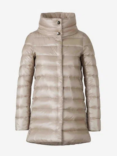 Herno Long-sleeved Down Jacket In Pink