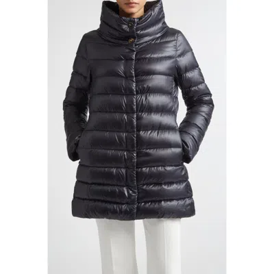 Herno Amelia Water Resistant High-low Down Jacket In Black