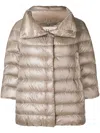 Herno Aminta Shiny Wide Collar Down Jacket In Brown