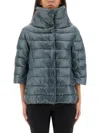 Herno Aminta Funnel-neck Three-quarter-sleeves Jacket In Blue