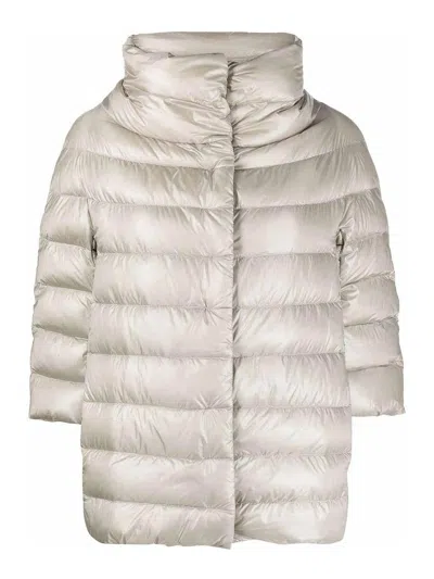 Herno Padded High Neck Short Sleeves Quilted Jacket In Neutral