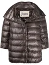 Herno Aminta Short Down Jacket In Grey Nylon In Brown