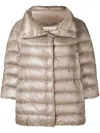 Herno Aminta Shiny Wide Collar Down Jacket In Brown