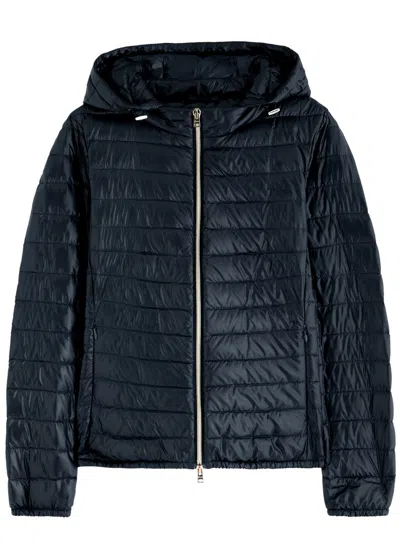 Herno Angela Quilted Hooded Shell Jacket In Navy