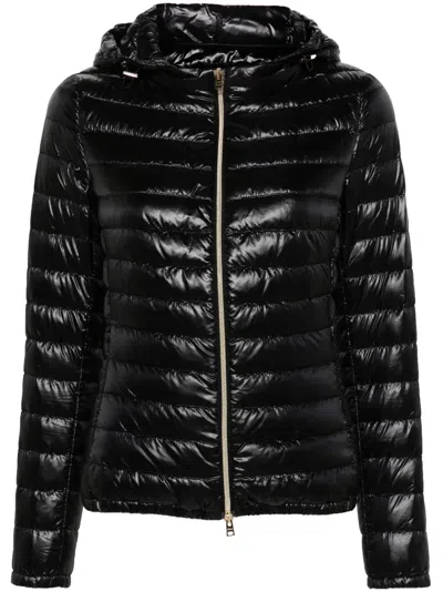 Herno Black Giada High Neck Removable Hood Polyamide Down Jacket