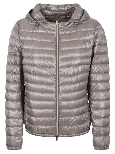 Herno Angela Ultralight Padded Bomber Jacket With Detachable Hood In Grey