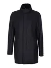 Herno Antracite Coat With Zip And Buttons Closure