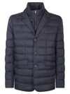 Herno Quilted Black Blazer With Alcantara Undercollar And Removable Bib In Blue