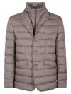 Herno Padded Jacket With Notched Lapel And Quilted Design In Gray