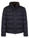 Herno Boxy Black Down Jacket With High Collar In Blue