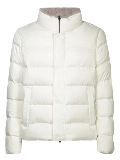 HERNO ARENDELLE FAUX FUR WHITE DOWN JACKET