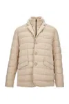 Herno Quilted Button-fastening Padded Jacket In Neutral